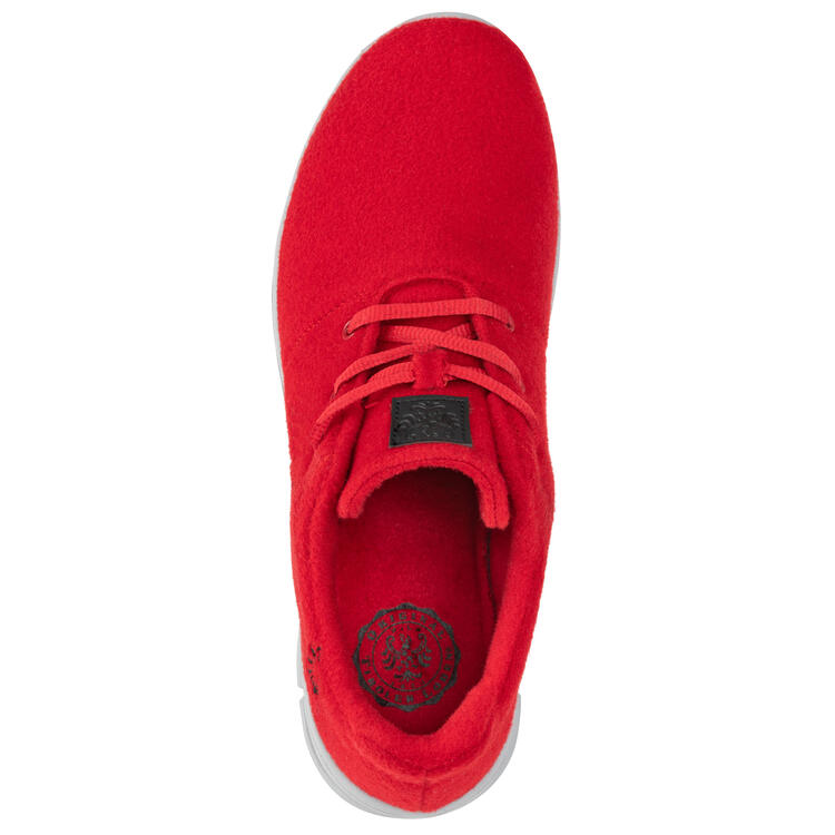Auf diesem Bild sehen Sie Tiroler Loden Merino-Sneaker unisex in der Farbe rot
