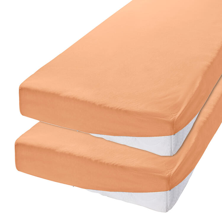 Auf diesem Bild sehen Sie Primbausch 2er Pack Spannleint�cher 90 x 190 cm bis 100 x 200 cm in der Farbe terrakotta