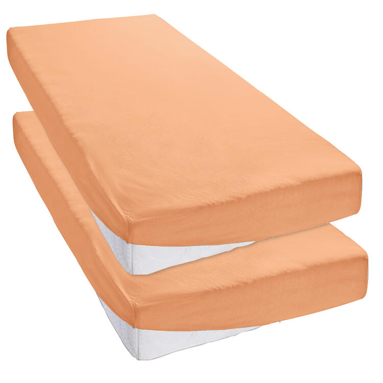 Auf diesem Bild sehen Sie Primbausch 2er Pack Spannleint�cher 90 x 190 cm bis 100 x 200 cm in der Farbe terrakotta