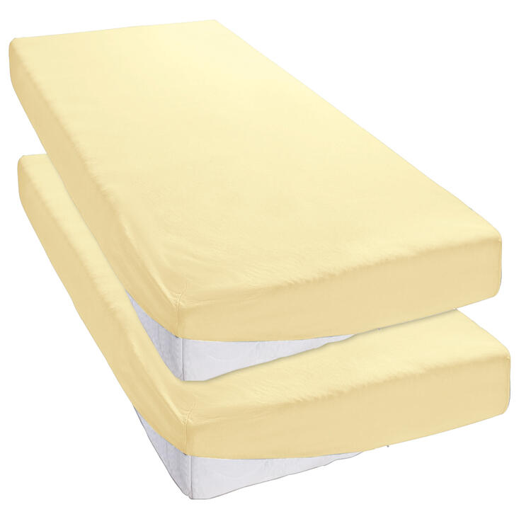 Auf diesem Bild sehen Sie Primbausch 2er Pack Spannleint�cher 140 x 190 cm bis 160 x 200 cm in der Farbe ecru