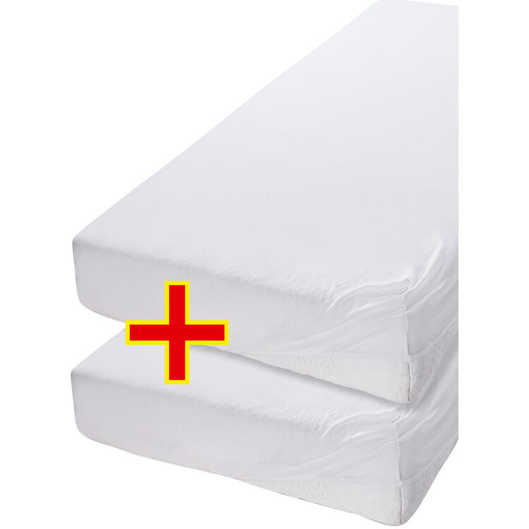 Auf diesem Bild sehen Sie Primbausch 2er Pack Spannleintcher 180 x 190 cm bis 180 x 200 cm in der Farbe wei