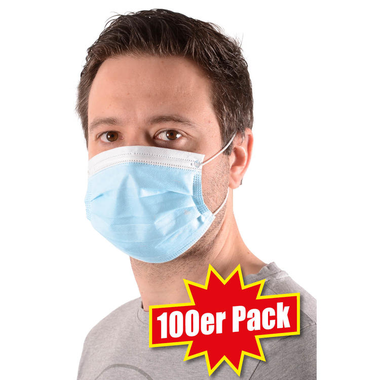 100er Pack Einweg-Mund-Nasen-Schutzmasken