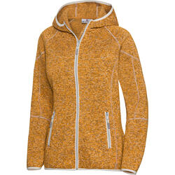 Auf diesem Bild sehen Sie Spitzbergen Damen Kapuzen-Strickfleecejacke in der Farbe gelb melange