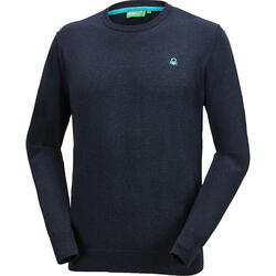 Benetton Herren Pullover Rundhals, mit feinem Strick aus 100% Baumwolle - Farbe: marine