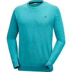 Benetton Herren Pullover Rundhals, mit feinem Strick aus 100% Baumwolle - Farbe: türkis