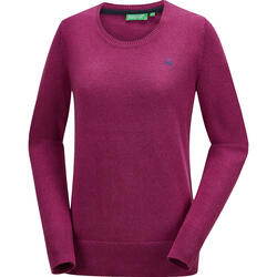 Benetton Damen Pullover Rundhals, mit feinem Strick aus 100% Baumwolle - Farbe: beere