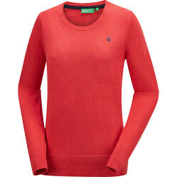 Benetton Damen Pullover Rundhals, mit feinem Strick aus 100% Baumwolle - Farbe: koralle