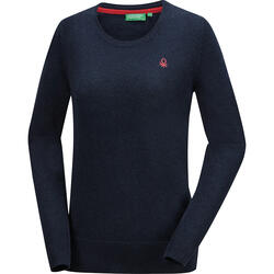 Benetton Damen Pullover Rundhals, mit feinem Strick aus 100% Baumwolle - Farbe: marine
