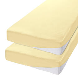 Auf diesem Bild sehen Sie Primbausch 2er Pack Spannleint�cher 140 x 190 cm bis 160 x 200 cm in der Farbe ecru