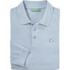 Auf diesem Bild sehen Sie Benetton Poloshirt langarm unisex, hautfreundlich aus 100% Baumwolle in der Farbe hellblau