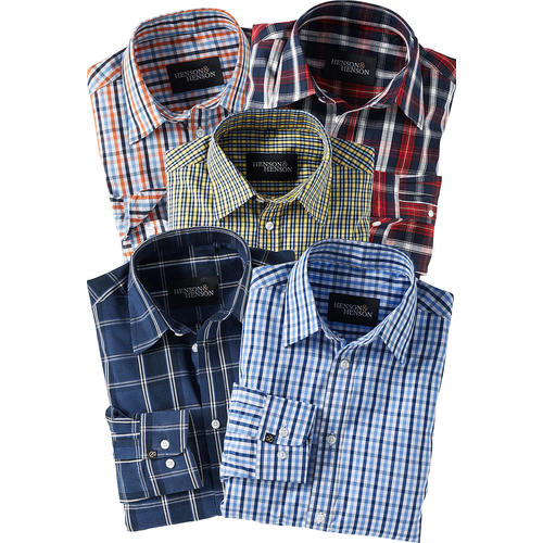 HENSON&HENSON 5er Pack Karohemden