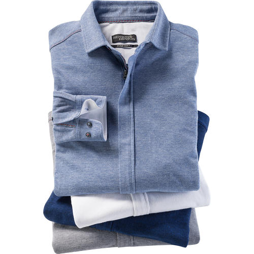 HENSON&HENSON Herren Jersey-Hemd mit Reißverschluss HENSON&HENSON Herren Jersey-Hemd mit Reißverschluss