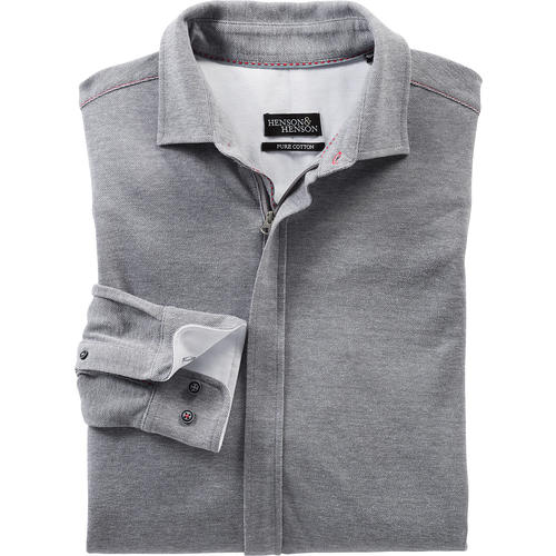 HENSON&HENSON Herren Jersey-Hemd mit Reißverschluss HENSON&HENSON Herren Jersey-Hemd mit Reißverschluss