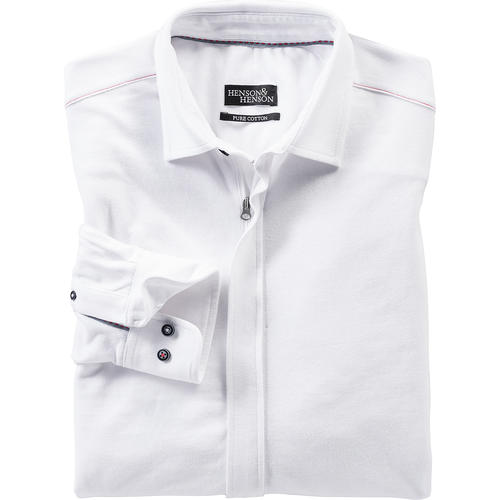 HENSON&HENSON Herren Jersey-Hemd mit Reißverschluss