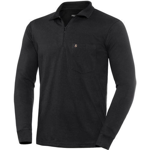 HENSON&HENSON Herren Poloshirt mit Zipper langarm
