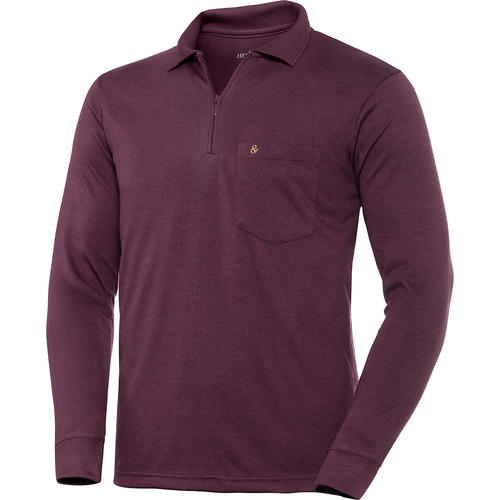 HENSON&HENSON Herren Poloshirt mit Zipper langarm