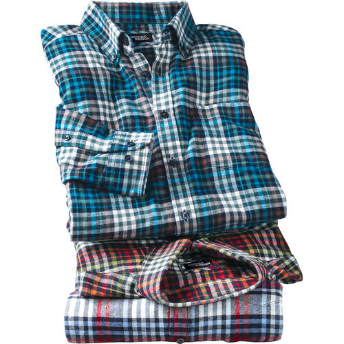 HENSON&HENSON 3er Pack Herren Karo-Flanellhemden