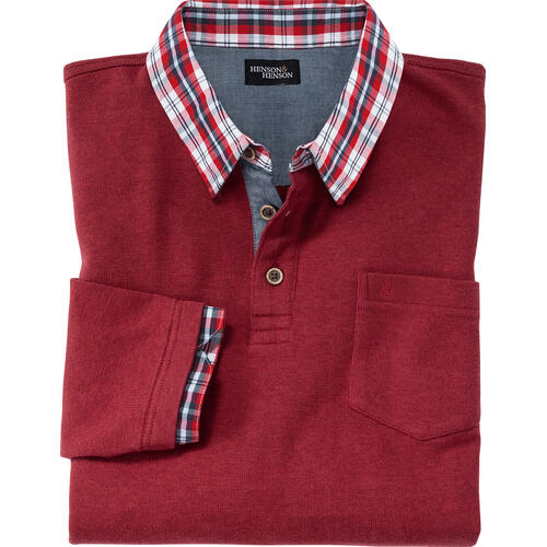 HENSON&HENSON Herren Pullover mit Hemdkragen