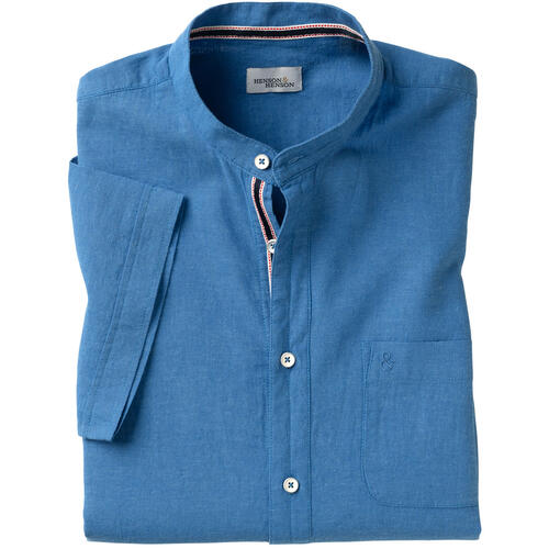 HENSON&HENSON Herren Stehkragenhemd kurzarm