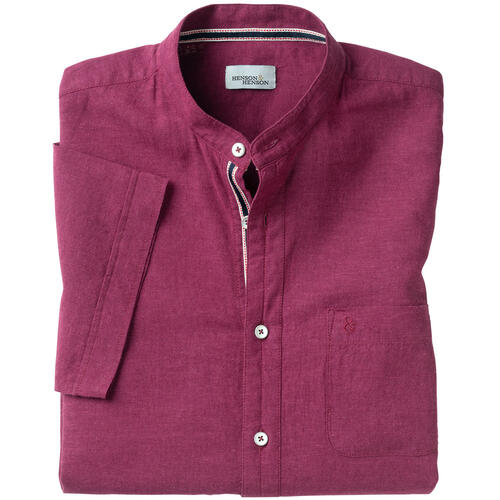 HENSON&HENSON Herren Stehkragenhemd kurzarm