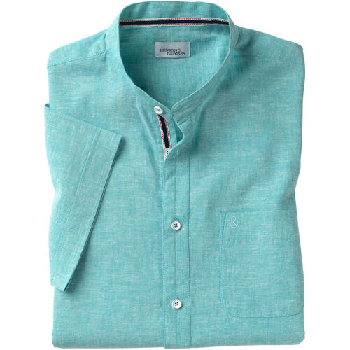 HENSON&HENSON Herren Stehkragenhemd kurzarm