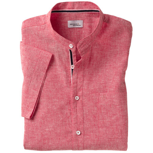 HENSON&HENSON Herren Stehkragenhemd kurzarm