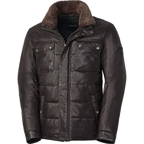Bugatti Herren Leder-Steppjacke mit Fell