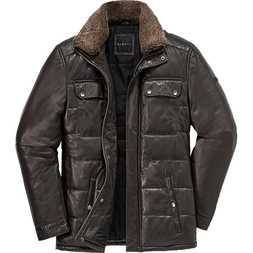 Bugatti Herren Leder-Steppjacke