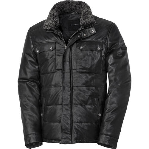 Bugatti Herren Leder-Steppjacke mit Fell
