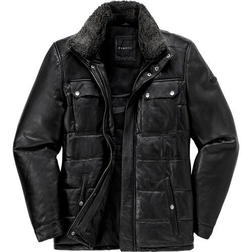 Bugatti Herren Leder-Steppjacke