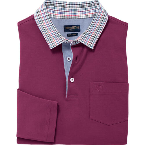 Franco Bettoni Herren Poloshirt mit Hemdkragen langarm