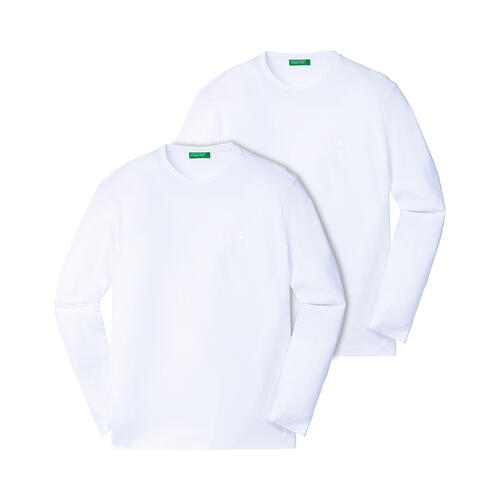 Benetton 2er Pack Herren Langarm-Shirts