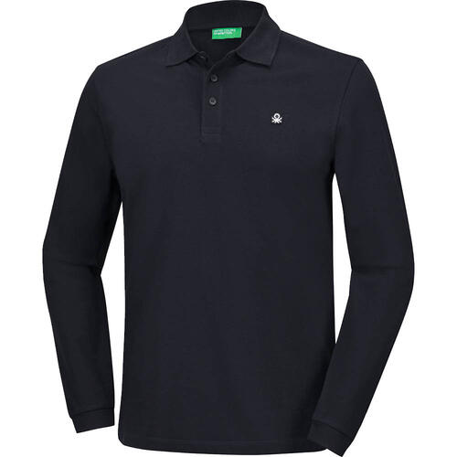 Benetton Poloshirt langarm unisex, hautfreundlich aus 100% Baumwolle