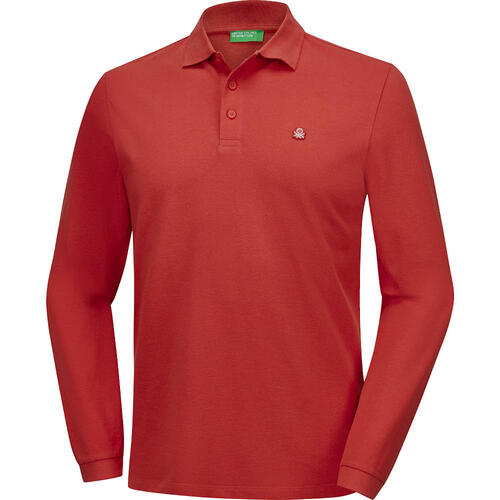 Benetton Poloshirt langarm unisex, hautfreundlich aus 100% Baumwolle