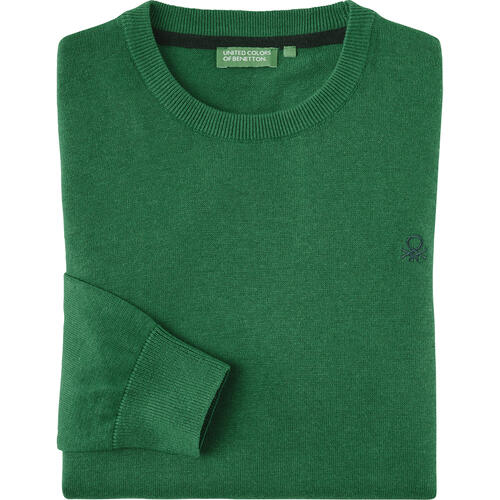 Benetton Herren Pullover Rundhals, mit feinem Strick aus 100% Baumwolle