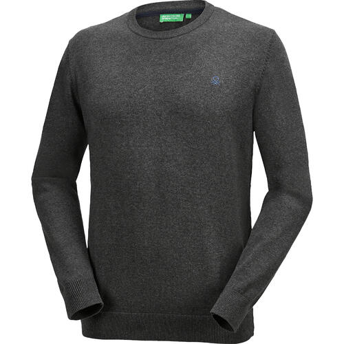 Benetton Herren Pullover Rundhals, mit feinem Strick aus 100% Baumwolle