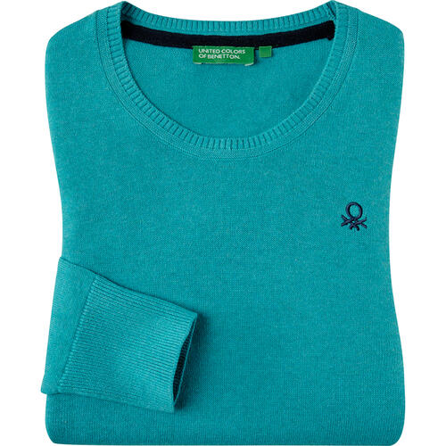 Benetton Damen Pullover Rundhals, mit feinem Strick aus 100% Baumwolle 