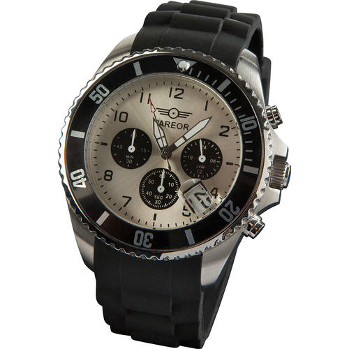 Pareor Herren Chronograph mit Silikonarmband